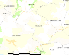 Mapa obce Coueilles