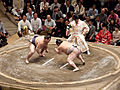 Sumo squat – heels up for one participant.