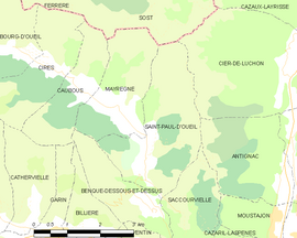 Mapa obce Saint-Paul-d’Oueil