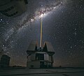 Image 11A laser-guided observation of the Milky Way Galaxy at the Paranal Observatory in Chile in 2010 (from Outline of space science)