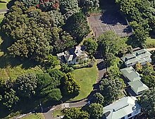 Aerial view of centre at the base of Mount Victoria