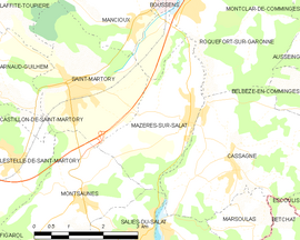 Mapa obce Mazères-sur-Salat