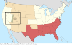 Map of the change to the United States in central North America on May 5, 1866