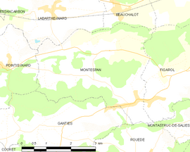 Mapa obce Montespan