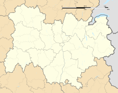 Mapa konturowa regionu Owernia-Rodan-Alpy, po lewej znajduje się punkt z opisem „Saint-Quentin-sur-Sauxillanges”