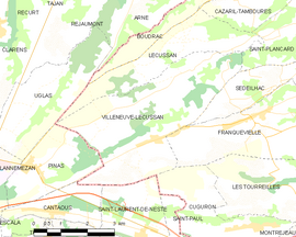 Mapa obce Villeneuve-Lécussan