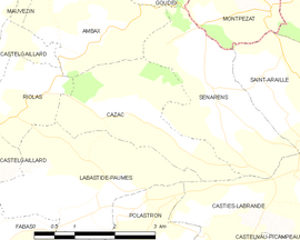 Mapa obce Cazac