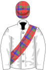 White, Robertson tartan sash and cap