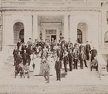 The Mendelssohn Glee Club at the estate of Commodore Elias Cornelius Benedict in Greenwich, Connecticut, 1897