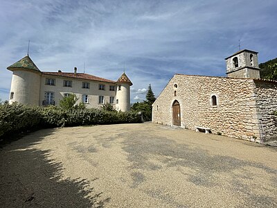 Aiguines castle and church of Saint-Jean