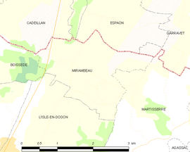 Mapa obce Mirambeau