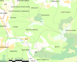 Mapa obce Bezins-Garraux