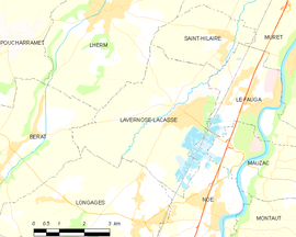 Mapa obce Lavernose-Lacasse