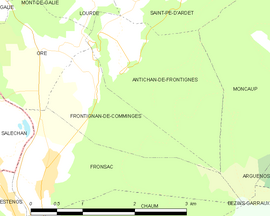 Mapa obce Frontignan-de-Comminges