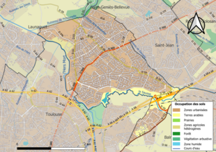 Carte en couleurs présentant l'occupation des sols.