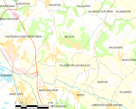 Mapa obce Villeneuve-lès-Bouloc