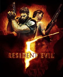 Main characters Chris Redfield and Sheva Alomar and the text 