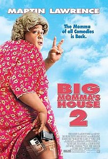 Big Momma holds up two fingers, while lifting her dress to show a gun and FBI badge in her stockings.