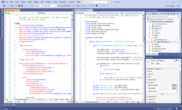 Visual Studio 2019 durante l'editing di codice XAML e C# di un'applicazione UWP.