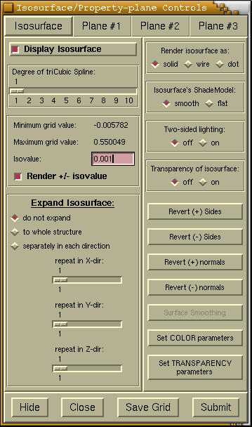 Isosurface/Property-plane Controls - window