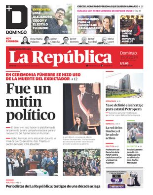 Edición Impresa - La Republica | Lima - Domingo 15 de Setiembre del 2024