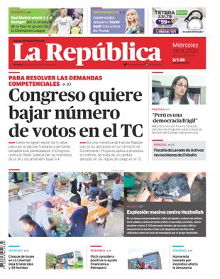 Edición Impresa - La Republica | Lima - Miercoles 18 de Setiembre del 2024