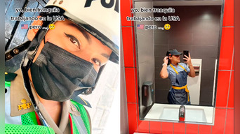 La joven expolicía cuenta que se siente como en casa tras irse a trabajar a Estados Unidos. Foto: composición LOL/capturas de TikTok/@J_Aria