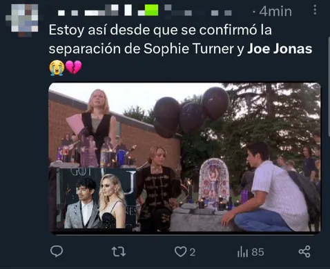   Usuarios reaccionan a la ruptura de Joe Jonas y Sophie Turner. Foto: Twitter     