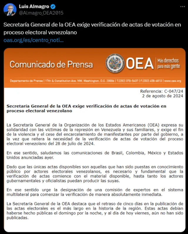 oea a venezuela | elecciones de venezuela | venezuela