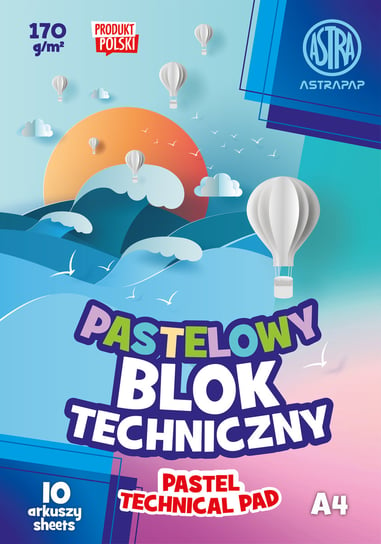 Astra, Blok techniczny pastelowy A4 170 g, 10 arkuszy Astra