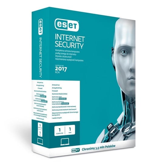 ESET Internet Security, BOX, 1 użytkownik, polski Inny producent