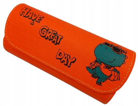 ETUI NA OKULARY DLA DZIECKA HANDMADE NEONOWE HAVE A GREAT DAY DINOZAUR Manelli