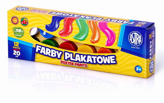 Farby plakatowe Astra 12 kolorów - 20 ml Astra