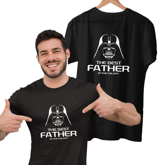 Koszulka dla taty na Dzień Ojca, prezent, The best father in the galaxy, rozmiar L Koszulkowy