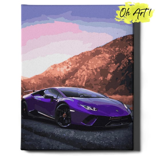 Malowanie po numerach NA RAMIE, 40x50 cm | Fioletowe Lamborghini | Oh Art! Oh Art!