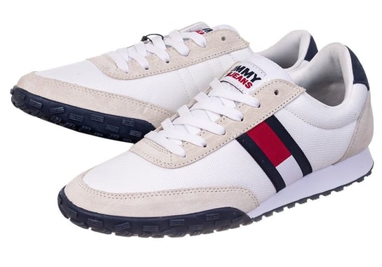 Tommy  Hilfiger Buty Męskie Sneakery Low Profile Mix Runner Retro White Em0Em00613 Ybi - Rozmiar: 44 Tommy Hilfiger