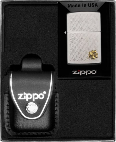 Zestaw Zapalniczka ZIPPO STUNNING. FOUR LEAF CLOVER Prezentowy No3 Zippo USA