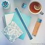 Na biurku :) #biurko #niebieski #notes #herbata #blue #tea #desk #moodboard #notebook