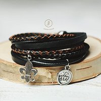 Bransoletka double wrap dostępna w sklepie :) www.joannadesign.pl/sklep #handmade #forsale #doublewrap #leather #black #giftidea #charms #bransoletki #dlaniej.