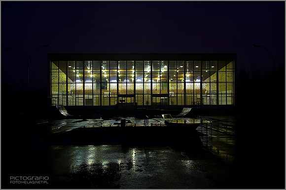 Sports hall in the evening