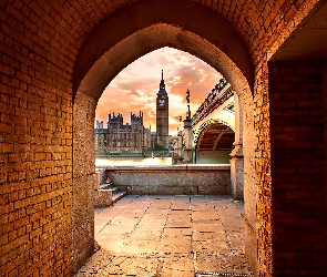 Londyn, Tunel, Pałac Westminster, Big Ben, Wielka Brytania