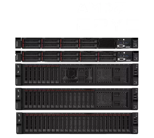 Lenovo ThinkSystem Servers powered by AMD - front facing 5 stack