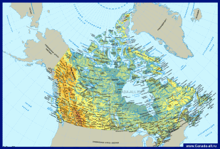 Физическая карта Канады на русском языке