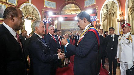 Chairman of the State Duma Vyacheslav Volodin and President-elect of the Bolivarian Republic of Venezuela Nicolás Maduro