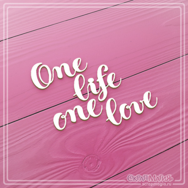 ОПТ Чипборд надпись "One life one love" 66х58 мм ЧБ-992