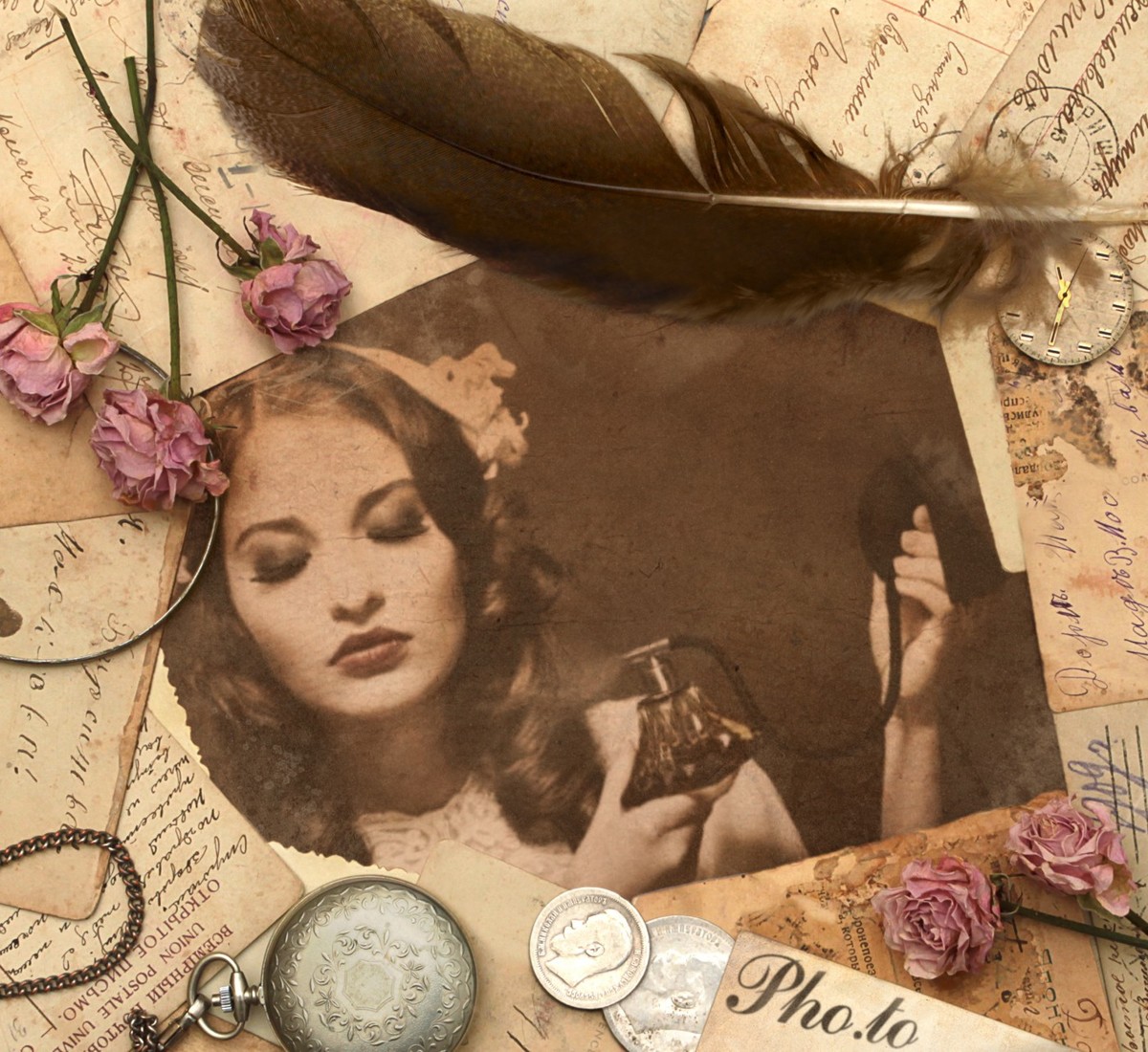 How to make a birthday card from photo in vintage style