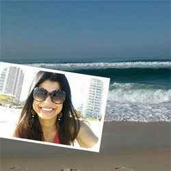 Selfie of a girl in sunglasses relaxing on a beach