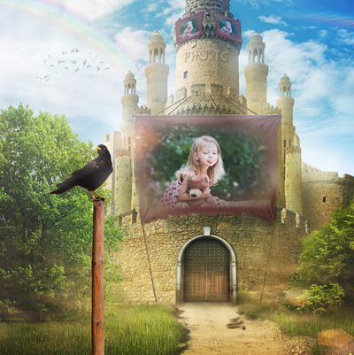 Free online photo frame for children with a magical castle