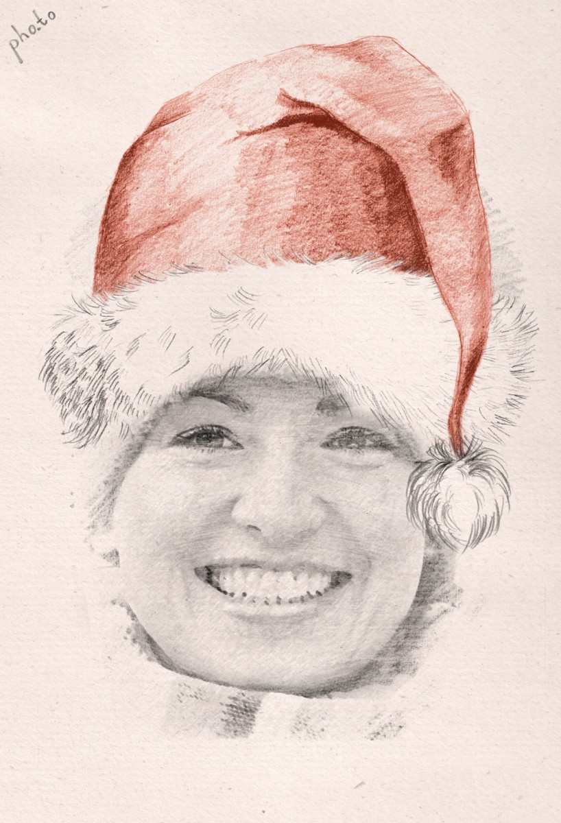 Turn your face photo into a santa sketch with this christmas face in hole