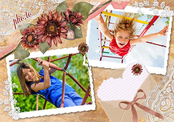 Photo collage of two girls having fun